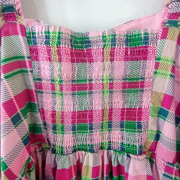 Torrid Women’s 2X Pink Plaid Smocked Summer Sundress Cottagecore Plus - Picture 8 of 11